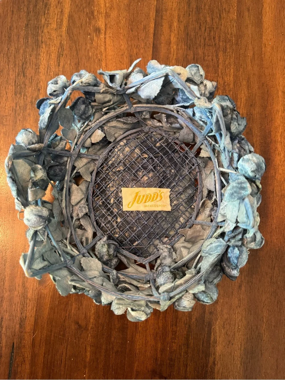 Vintage Judds McKeesport Slate Blue Velvet Hydrangea Calot Hat display picture 2